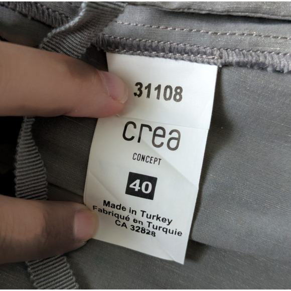 Crea Concept Gray Linen Blend Long Sleeve V Neck Wrap Blouse Top Size 40 Medium - Picture 3 of 12